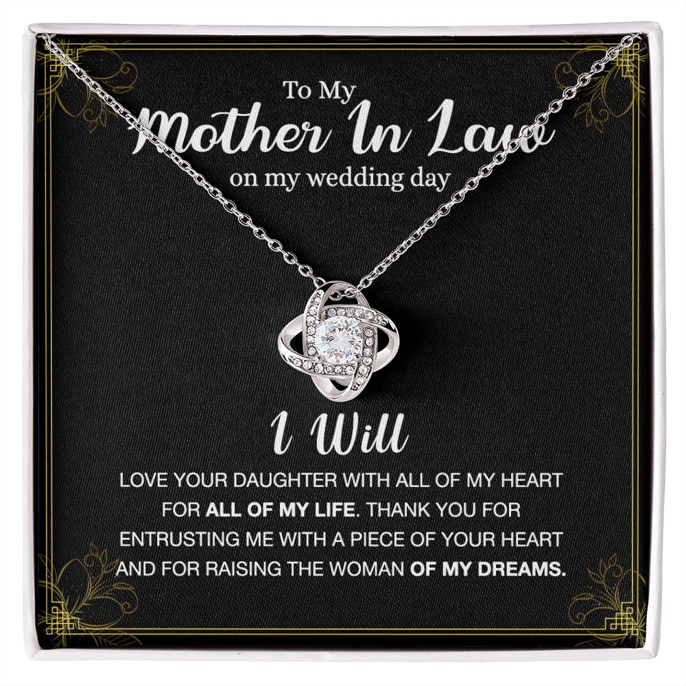 Mother In Law Gift Necklace, To My Mother In Law Love Knot Necklace Gift From Daughter, Mother In Law On My Weding Day Necklace, The Love Knot Necklace Gift On Wedding Day For Mother In Law Jewelry Love Knot Necklace 6323
