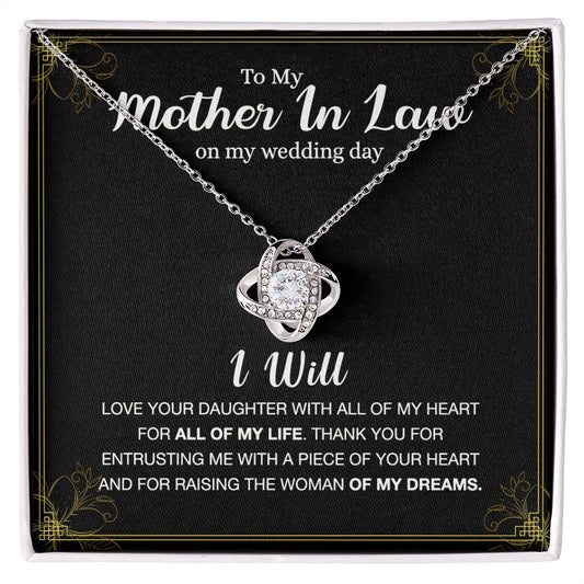 Mother In Law Gift Necklace, To My Mother In Law Love Knot Necklace Gift From Daughter, Mother In Law On My Weding Day Necklace, The Love Knot Necklace Gift On Wedding Day For Mother In Law Jewelry Love Knot Necklace 6323
