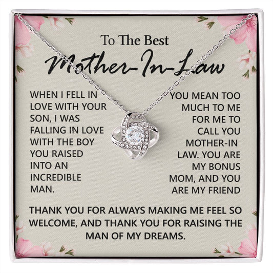 Mother In Law Gift Necklace The Love Knot Necklace Gift For Mother In Law Bonus Mom To The Best Mother In Law Necklace From Daughter Thank You Necklace Gift For Mother In Law Jewelry Gift For Women Love Knot Necklace 6323