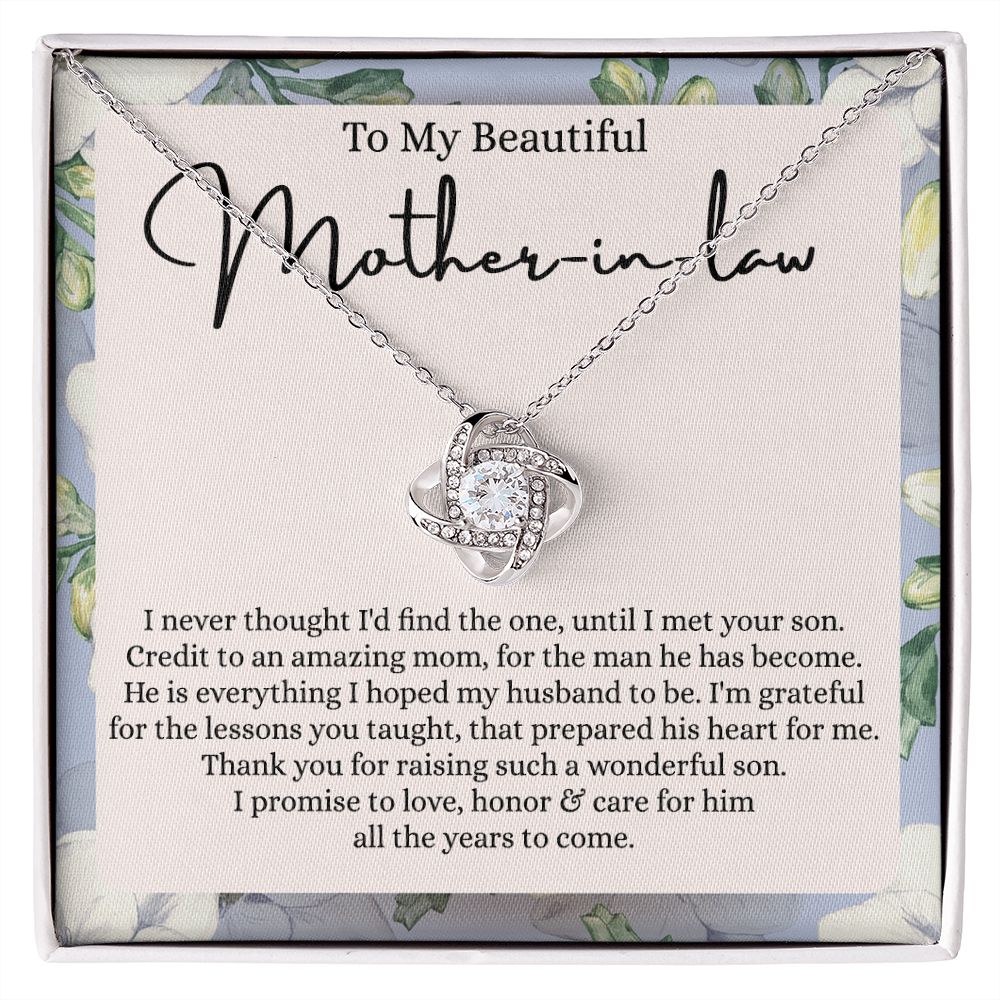 Mother In Law Gift Necklace, To My Beautiful Mother In Law Love Knot Necklace Gift From Daughter In Law, Mother And Daughter Gift Necklace Pendant, The Love Knot Necklace Gift For Mom Pendant Love Knot Necklace 6323