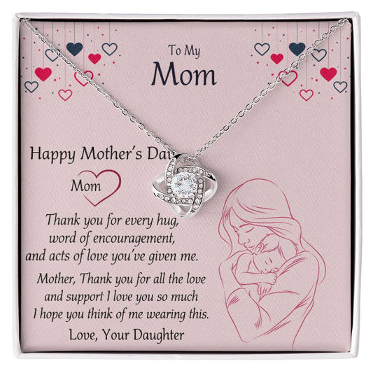 Happy Mothers Day Necklace, To My Mom Necklace From Mom, Mother Day Jewelry Gift Personalized Mothers Day Necklace Gifts For Mom Mother To Daughter Thank Gift Love Knot Necklace For Mom Jewelry Love Knot Necklace 6323