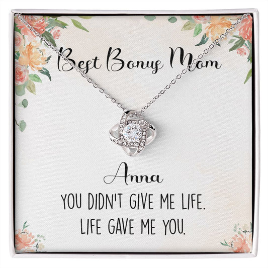 Personalized Necklace Gift For Mom, Best Bonus Mom Love Knot Necklace From Daughter, Birthday Gift Necklace Gift For Bonus Mom, Jewelry Gift For Women, Mother In Law Gift On Mother's Day Necklace