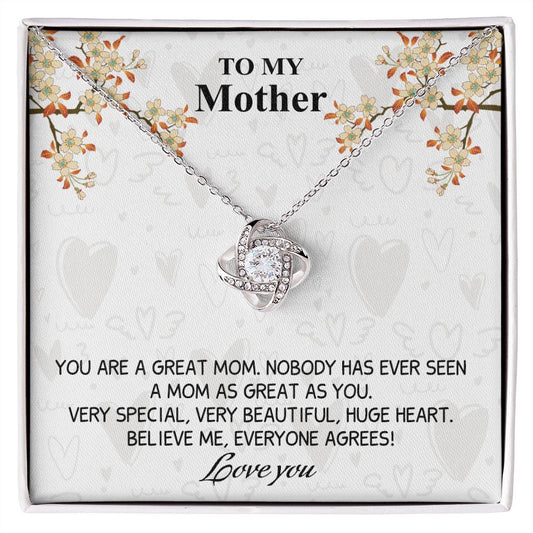 Great Mom Necklace, To My Mother Necklace From Daughter, The Love Knot Necklace Gift For Mom, Jewelry Gift For Women, Mother And Daughter Gift Necklace I Love You From Daughter To Mom Pendant Love Knot Necklace 6323