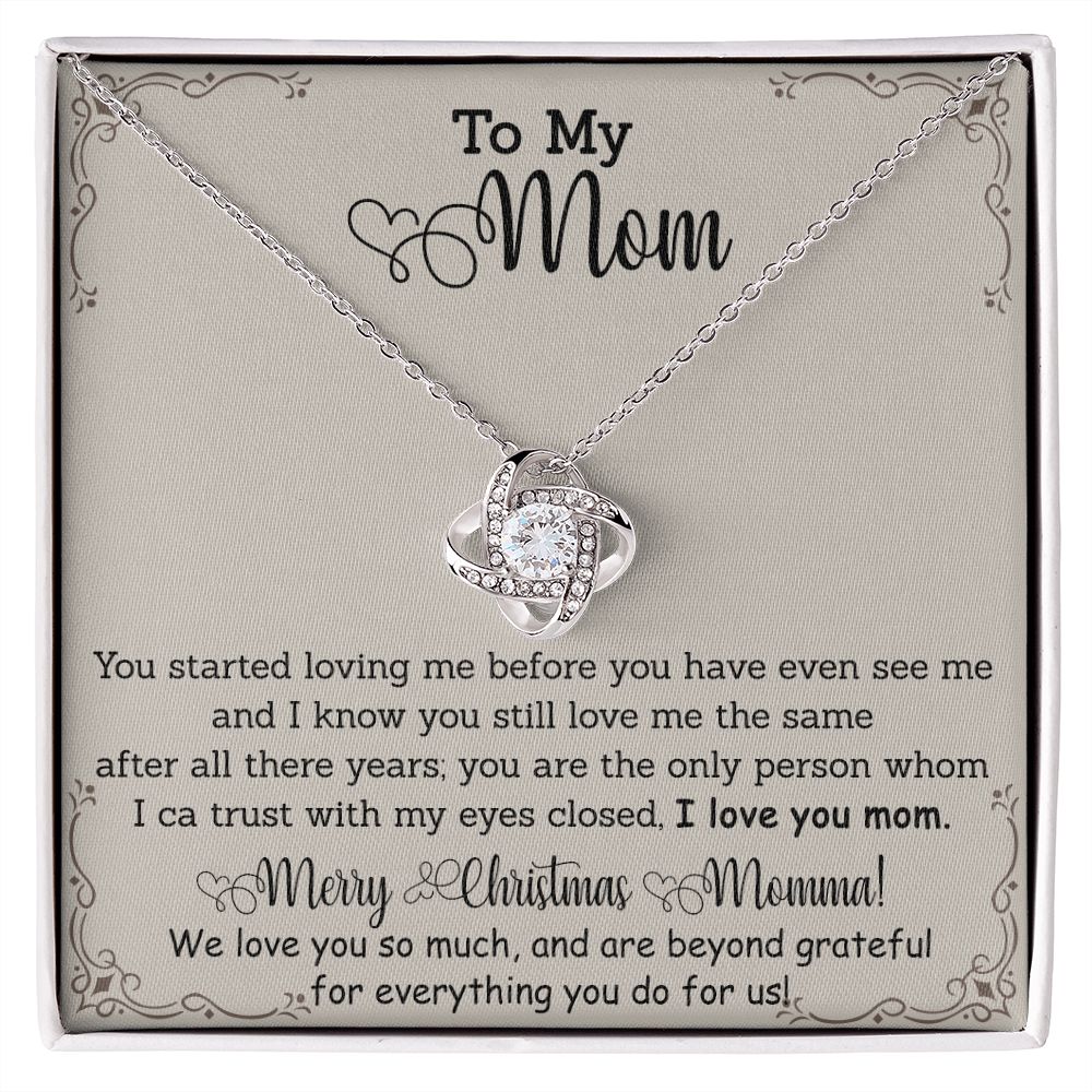To My Mom Necklace from Daughter Love Knot Necklace Mother Daughter Necklace Gifts For Mom Birthday Christmas Mothers Day Present To My Mom Jewelry Pendant Message Card Gift Box