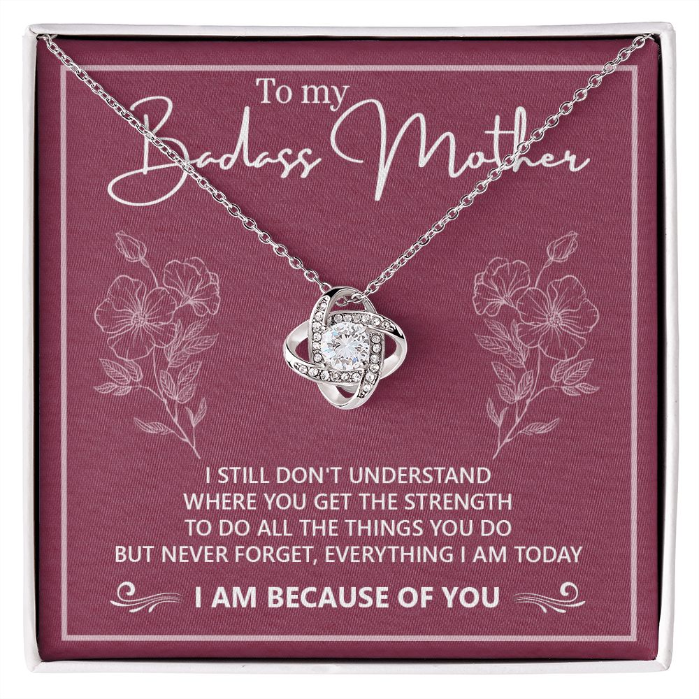 Badass Mother Necklace, To My Badass Mother Love Knot Necklace, Badass Mom Gift Necklace, Badass Mother Necklace Gift From Daughter, Mother's Day Necklace Gift For Mom, Jewelry Gift For Women Badass Love Knot Necklace 6323