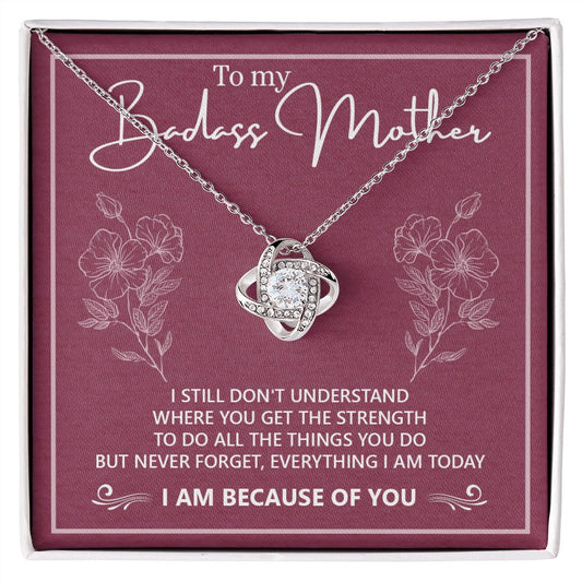 Badass Mother Necklace, To My Badass Mother Love Knot Necklace, Badass Mom Gift Necklace, Badass Mother Necklace Gift From Daughter, Mother's Day Necklace Gift For Mom, Jewelry Gift For Women Badass Love Knot Necklace 6323
