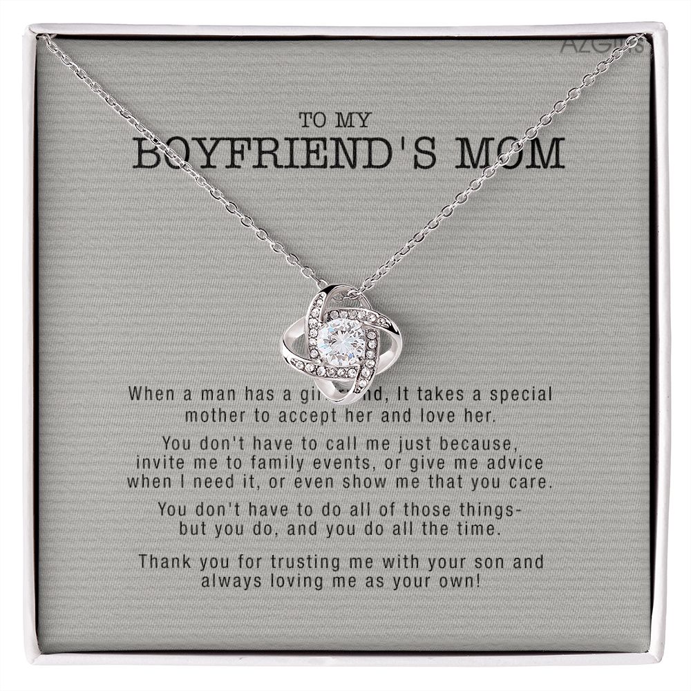 Gifts for Boyfriend's Mom Necklace, To My Boyfriends Mom Necklace, Boyfriend's Mom Gifts, Gifts For My Boyfriends Mom Love Knot Necklace From Man, Boyfriends Mom Christmas Necklace Mother's Day Love Knot Necklace 6323