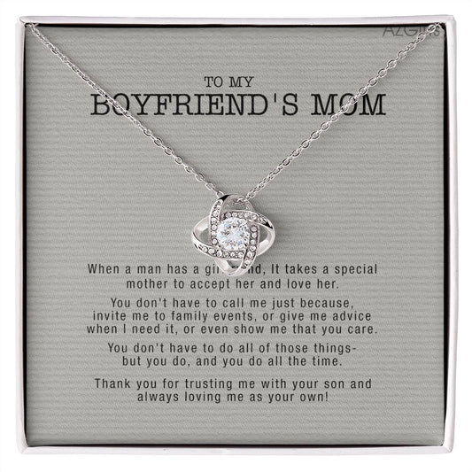 Gifts for Boyfriend's Mom Necklace, To My Boyfriends Mom Necklace, Boyfriend's Mom Gifts, Gifts For My Boyfriends Mom Love Knot Necklace From Man, Boyfriends Mom Christmas Necklace Mother's Day Love Knot Necklace 6323