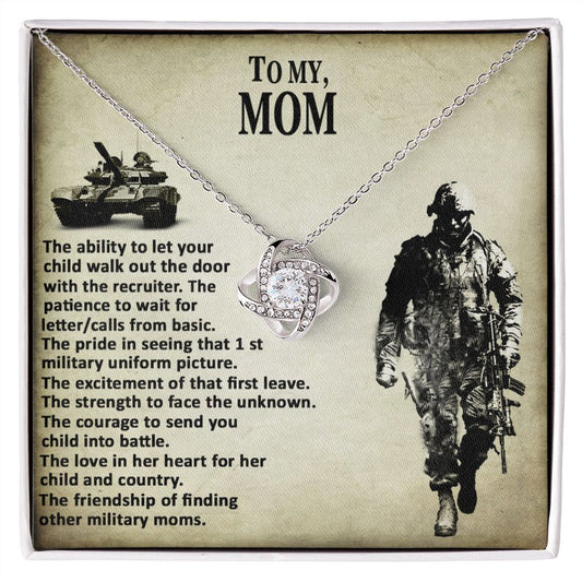 Military Mom Necklace, To My Mom Necklace From Son, Favourite Soldier Necklace Gift For Mom, Daughter And Military Mom Love Knot Necklace Gift, Mom Gift Necklace, Soldier Mom Necklace Gift For Women Love Knot Necklace 6323
