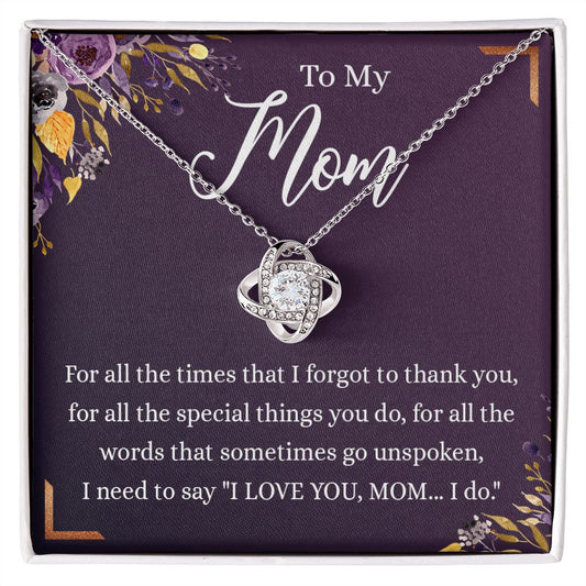 Mother Gift Necklace, To My Mom Love Knot Necklace From Daughter, Mother's Day Necklace Gift, Retriment Anniversary Necklace Gift For Mom, Bonus Mom Present for Mom Necklace Jewelry Gift for Women Love Knot Necklace 6323