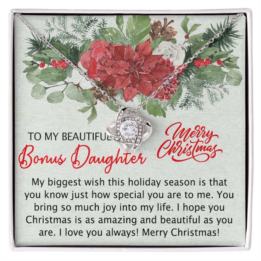 To My Bonus Daughter Necklace from Bonus Mom Christmas Necklace from Step Mom to Step Daughter Personalized Christmas Day Gift for Stepdaughter Daughter In Law Love Knot Necklace Set gift for Bonus daughter