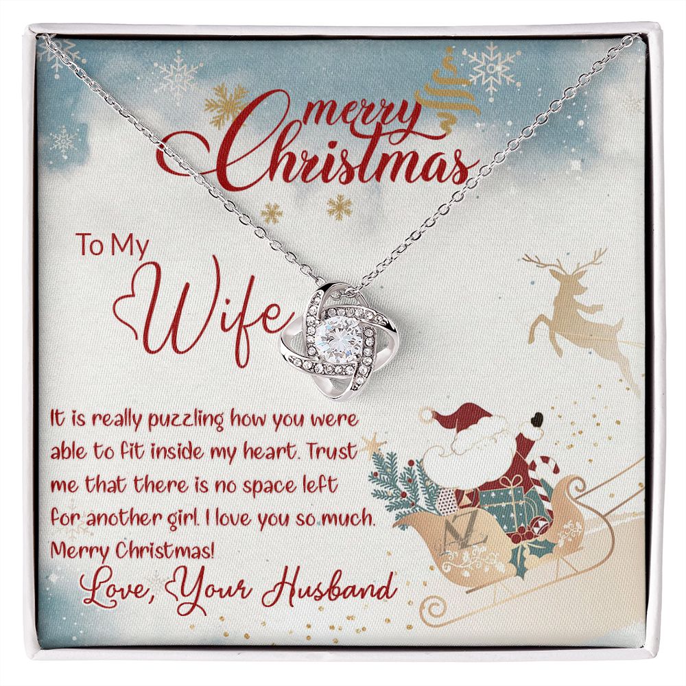Merry Christmas for Wife, Gift for Wife on Christmas, Husband Wife Christmas Gift, Necklace for Wife, Wife Christmas Jewelry Love Knot Necklace set Gift for Wife