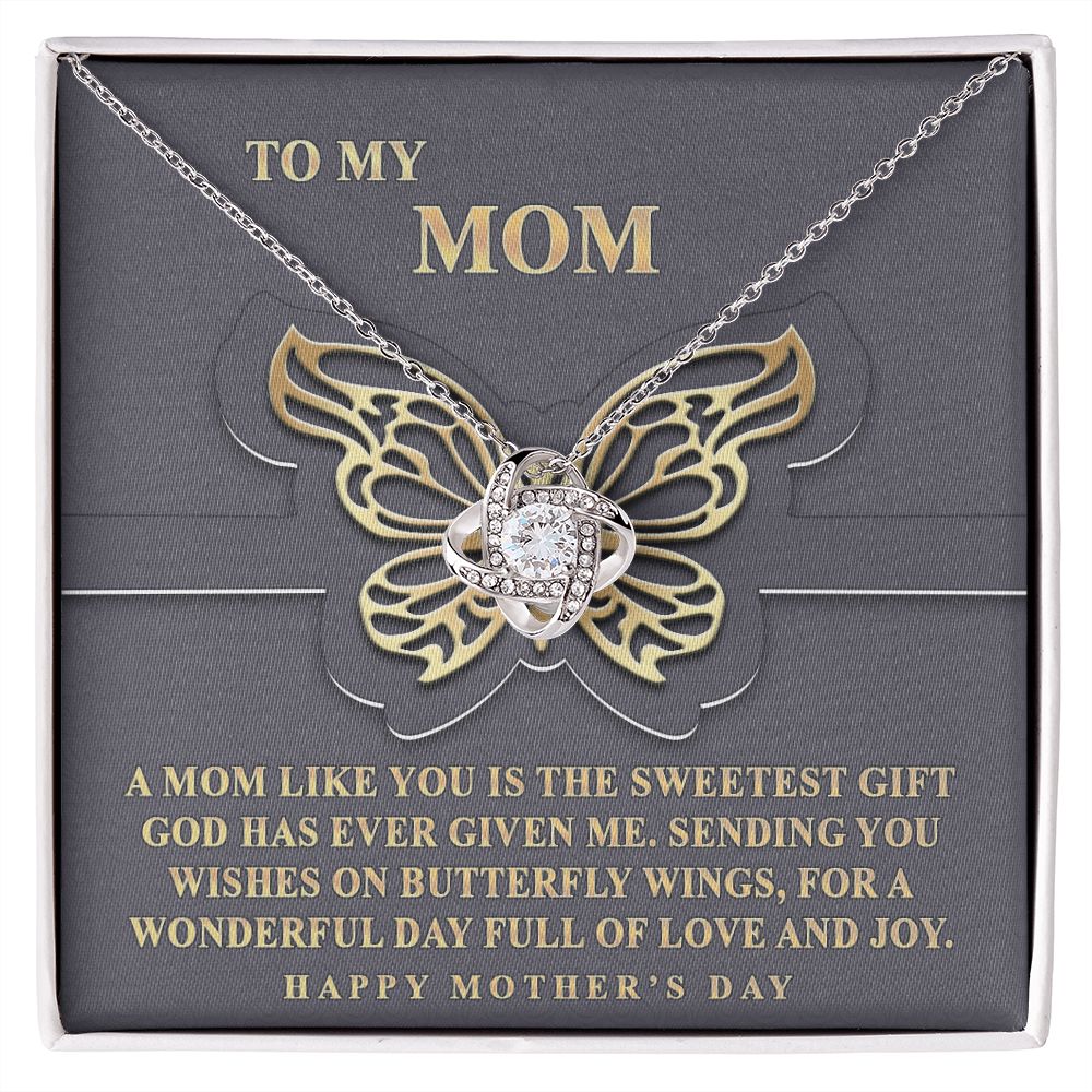 To My Mom Necklace, Love Knot Necklace for Mother, Daughter Gift For Mom, Present For Mom, Mother Gifts from Son or Daughter, Jewelry Gift for Mothers Day, Birthday Gift for Mother, Moms