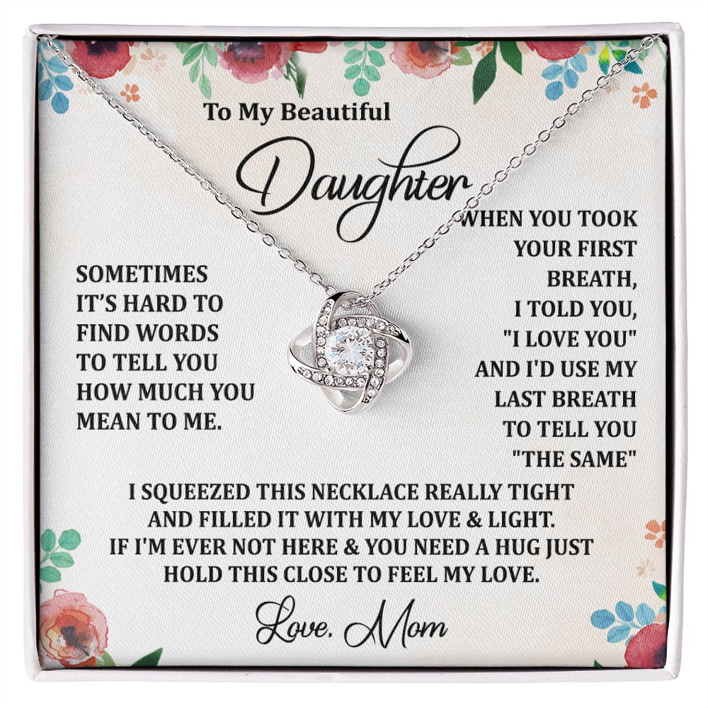 To My Daughter Necklace Love Knot Necklace Gift for Daughter from Mom Christmas Daughter Necklace Gift from Mom Birthday Gift Daughter Necklace for Teen Girl Jewelry Gift for Daughter Mother Daughter Necklace