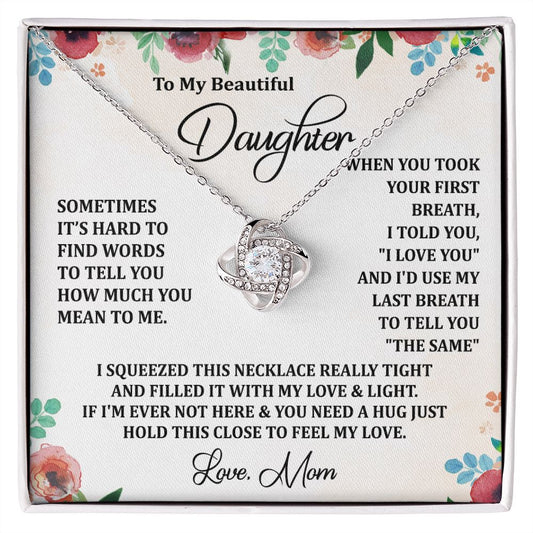 To My Daughter Necklace Love Knot Necklace Gift for Daughter from Mom Christmas Daughter Necklace Gift from Mom Birthday Gift Daughter Necklace for Teen Girl Jewelry Gift for Daughter Mother Daughter Necklace