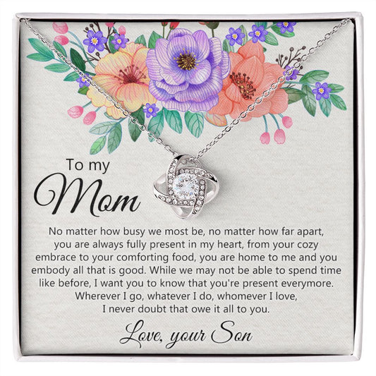 To My Mom Love Your Son Necklace, Meaningful Gift Necklace for Mom, To My Mom Love Knot Necklace, Jewelry Gift For Women, Pendant Gift for Mom, Son to Mom Jewelry Mom Gift Necklace on Mother's Day Love Knot Necklace 6323