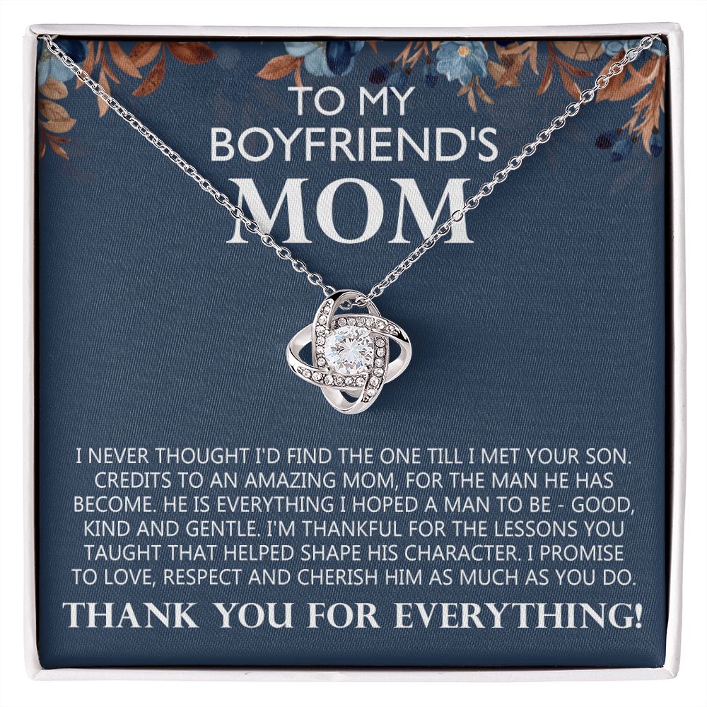 Amazing Mom Necklace Gift For Boyfriend's Mom Gift Necklace, To My Boyfriends Mom Necklace From Son, Mother And Son Gift Necklace, Gift For Boyfriends Mom Love Knot Necklace Jewelry Gift For Wome Love Knot Necklace 6323