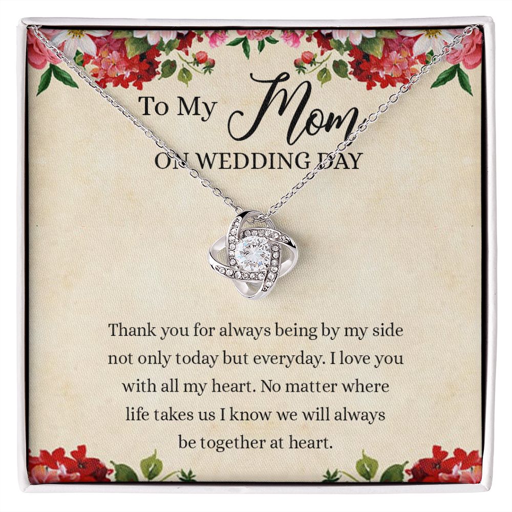 To My Mom Love Knot Necklace Gift for Mom on Wedding Day, Gift Necklace for Mother of The Groom, Gift for Bridesmaid Proposal Gift Necklace, To My Mom Gift Necklace On Wedding Day from Daughter Love Knot Necklace 6323
