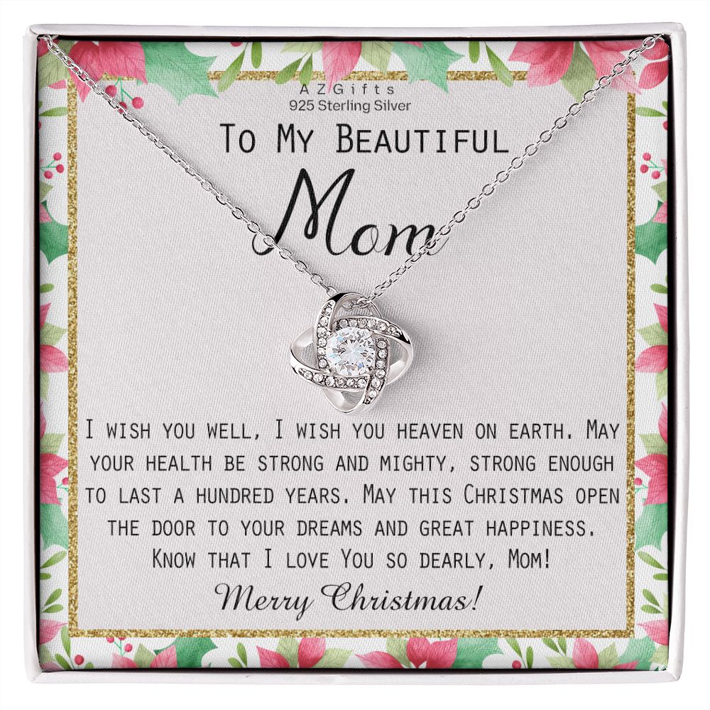 Mom Christmas Gift from Daughter or Son Love Knot Necklace Jewelry Gift Box for Mom Merry Christmas Present for Mother Love Knot Necklace Set Gift for Mom