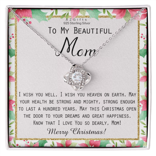 Mom Christmas Gift from Daughter or Son Love Knot Necklace Jewelry Gift Box for Mom Merry Christmas Present for Mother Love Knot Necklace Set Gift for Mom