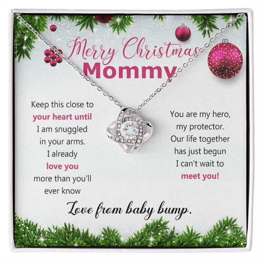 Mommy To Be Merry Christmas Present Necklace From Baby Bump First time mommy Love Knot Necklace Set Gift for Mommy