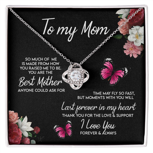 Mom Gift Necklace, To My Mom Necklace From Daughter, Love Knot Necklace Gift For Mom, Happy Mother's Day Necklace Gift Forever And Always Pendant Gift For Mom, Jewelry Gift For Women, Mom Butterfly Love Knot Necklace 6323