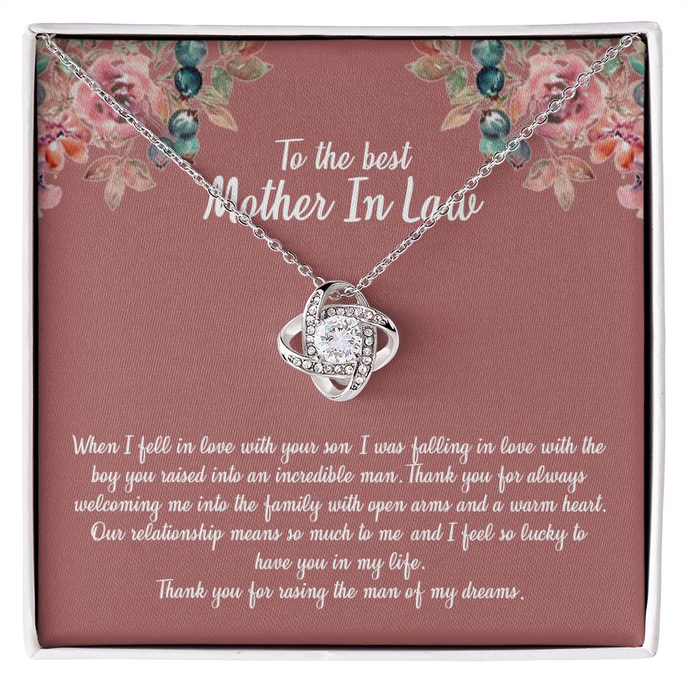 To My Mother In Law Necklace From Daughter In Law, Happy Mothers Day Necklace, To The Best Mother In Law Love Knot Necklace From Daughter In law Jewelry Gift Mothers Day, Necklace Gift For Mom Love Knot Necklace 6323