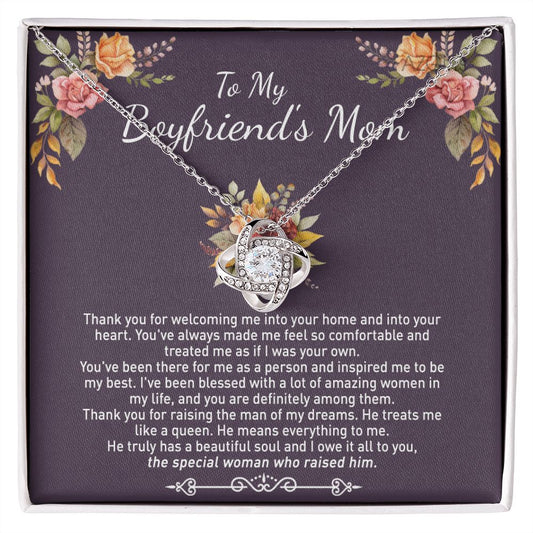 To My Boyfriend's Mom Mother's Day Necklace, Mother-In-Law Necklace, Necklace Gift For Boyfriend's Mom, To My Boyfriends Mom Gift, Future Mother-In-Law Love Knot Necklace For Boyfriend's Mom