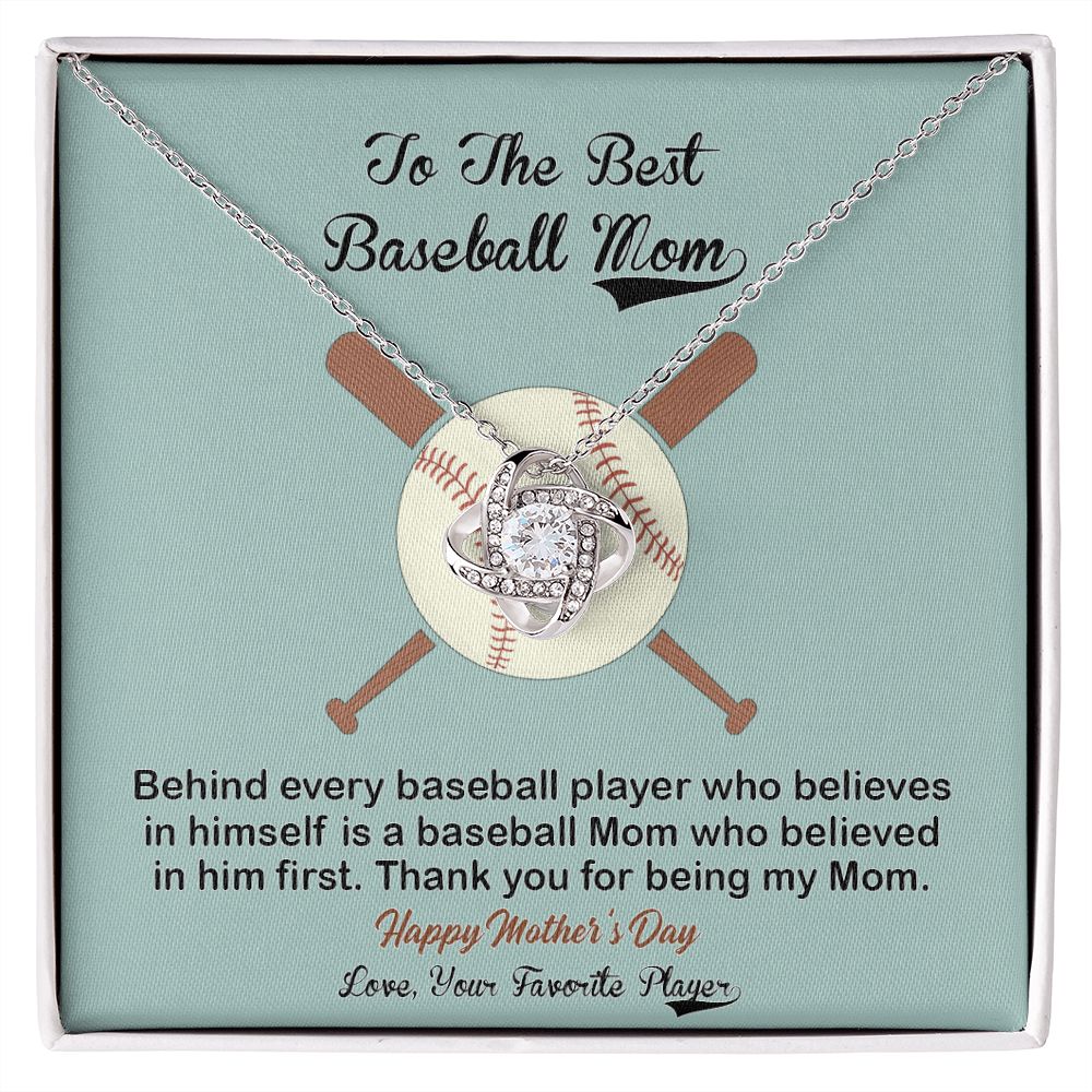Baseball Mom Gift Necklace, To the Best Baseball Mom Necklace From Daughter, Favorite Player Necklace Gift For Mom, Baseball Mom Love Knot Necklace Jewelry Gift For Women, To The Best Mom Necklace Love Knot Necklace 6323