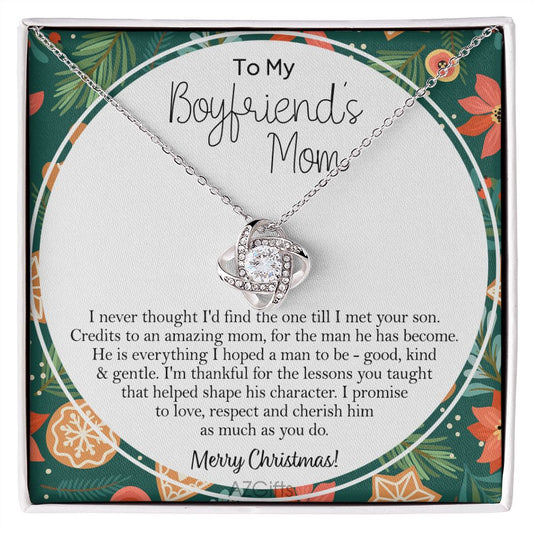 Gift Necklace For Boyfriend's Mom, Merry Christmas Necklace Gift, To My Boyfriend's Mom Necklace From Son, To An Amazing Mom Gift Necklac, Boyfriend's Mom Gift Necklace Love Knot Jewelry For Mom Love Knot Necklace 6323