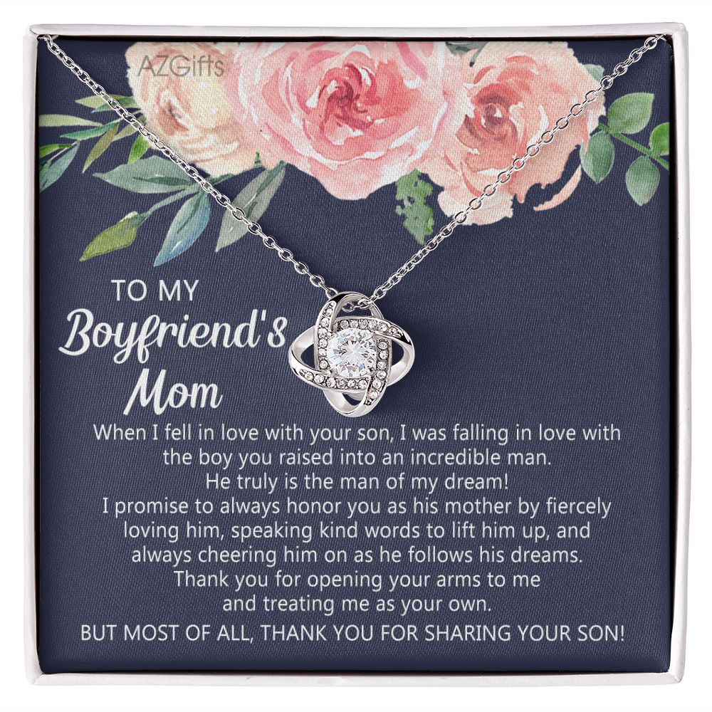 To My Boyfriends Mom Necklace, Gifts for Boyfriend's Mom Necklace, Thank You Your Son Gift Necklace, Gifts My Boyfriends Mom Love Knot Necklace From Man Boyfriends Mom Christmas Necklace Mother's Day
