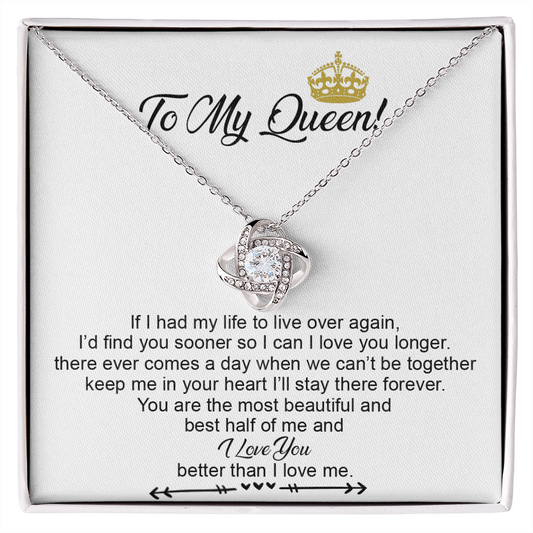 To My Crowned Queen Love Knot Necklace Gift, Birthday Gift, Mother's Day Gift