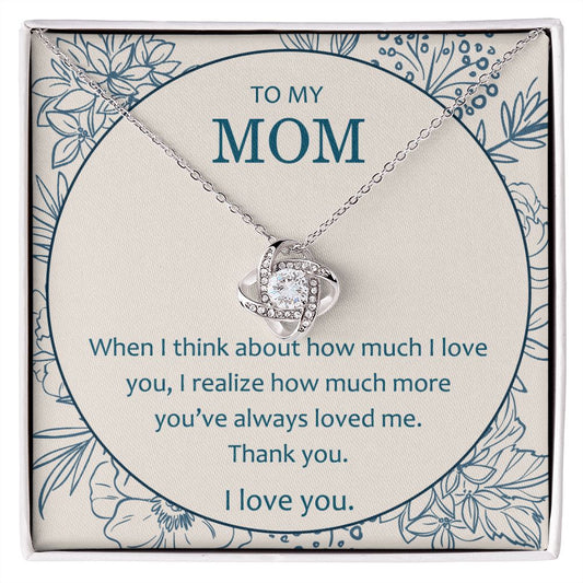 Mother And Daughter Necklace, To My Mom Love Knot Necklace From Daughter, Thank You Necklace Gift For Mom, Mother On Birthday Gift Anniversary Wedding Day Necklace For Mom, Daughter To Mom Pendant Love Knot Necklace 6323