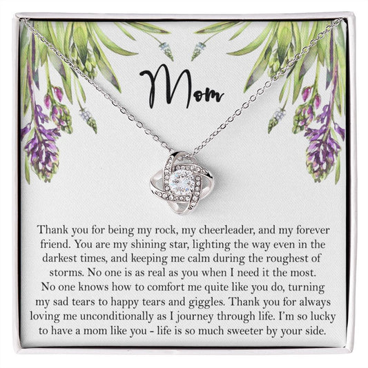 Thank You Mom Gift Necklace, To My Mom Love Knot Necklace Gift From Daughter And Mother Love Knot Pendant Gift For Mom, Bonus Mom Gift Necklace Thank You Pendant Gift For Mom, Jewelry Gift For Women
