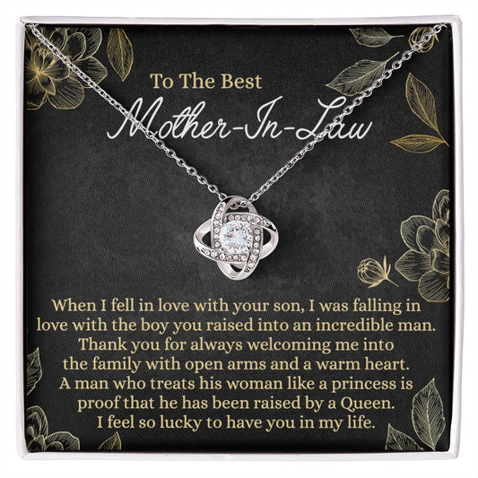 Mother In Law Gift Necklace, To The Best Mother In Law Love Knot Necklace From Daughter In Law, Jewelry Gift for Women, Mother In Law, Bonus Mom Gift Necklace, Mother-In-Law Gift Love Knot Pendant Love Knot Necklace 6323