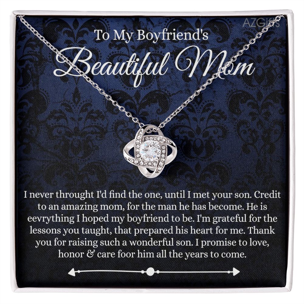 To My Boyfriend's Mom Necklace With Message Card Box, Boyfriends Mom Gift Necklace For Boyfriends Mom, Mother Girlfriends To Boyfriend Mom Gift Necklace For Mom Of Boyfriend Custom Message Card