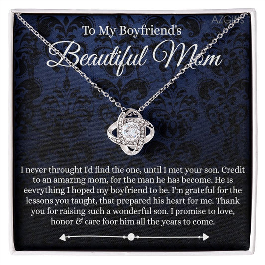 To My Boyfriend's Mom Necklace With Message Card Box, Boyfriends Mom Gift Necklace For Boyfriends Mom, Mother Girlfriends To Boyfriend Mom Gift Necklace For Mom Of Boyfriend Custom Message Card