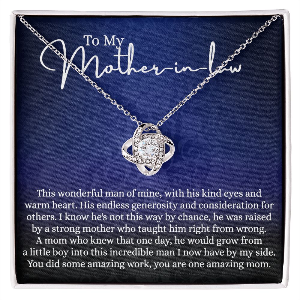 Happy Mother's Day Necklace - To My Mother In Law Love Knot Necklace From Son This Wonderful Man Of Mine, Mother In Law And Son In Law Gift Necklace Gift For Amazing Mom Jewelry Gift For Women Love Knot Necklace 6323