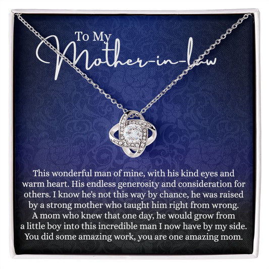 Happy Mother's Day Necklace - To My Mother In Law Love Knot Necklace From Son This Wonderful Man Of Mine, Mother In Law And Son In Law Gift Necklace Gift For Amazing Mom Jewelry Gift For Women Love Knot Necklace 6323