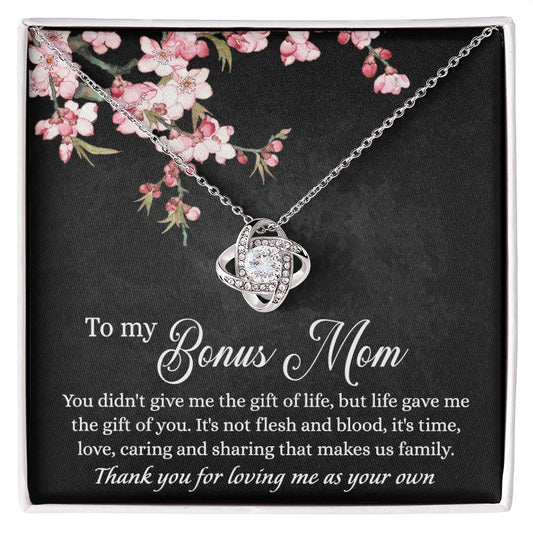 Bonus Mom Gift Necklace, To My Bonus Mom Love Knot Necklace Gift For Mom Mother And Daughter Necklace Gift For Mom, Flower Necklace Gift For Mom, Bonus Mother Gift Necklace Jewelry Gift For Women Love Knot Necklace 6323