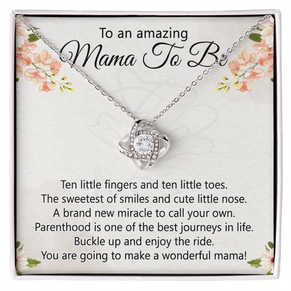 To An Amazing Mama To Be Necklace, New Mom Necklace, Mama To Be Love Knot Necklace Gift for New Mommy, Mother's Day Necklace Gift for New Mom New Mother Gift Necklace Pregnancy Gift for Mama Mommy