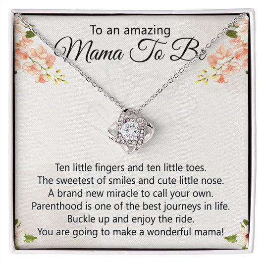 To An Amazing Mama To Be Necklace, New Mom Necklace, Mama To Be Love Knot Necklace Gift for New Mommy, Mother's Day Necklace Gift for New Mom New Mother Gift Necklace Pregnancy Gift for Mama Mommy