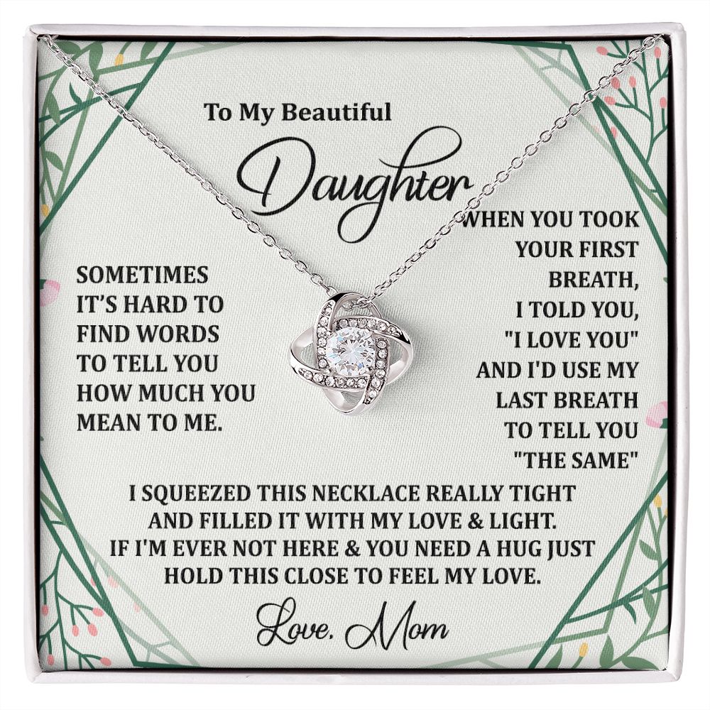 To My Daughter Necklace Love Knot Necklace Gift for Daughter from Mom Birthday Gift Daughter Necklace for Teen Girl Christmas Daughter Necklace Gift from Mom Jewelry Gift for Daughter Mother Daughter Necklace