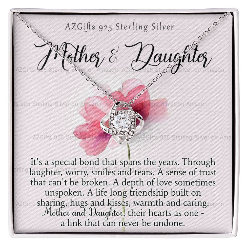Mother Daughter Gift Necklace, To My Mother Love Knot Necklace with Message Card And Box Gift For Mother To Daughter Gift Necklace for Mom from Daughter Gift Birthday Gift for Mom Daughter Necklace Love Knot Necklace 6323