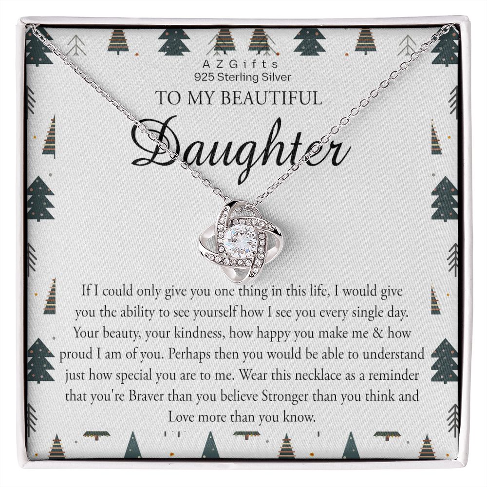 To My Beautiful Daughter Christmas Necklace Gift from Mom Daughter Birthday Gift from Mother to Daughter Gift Personalized Daughter Gift from Mom Daughter Jewelry for Girls Love Knot Necklace set gift for daughter
