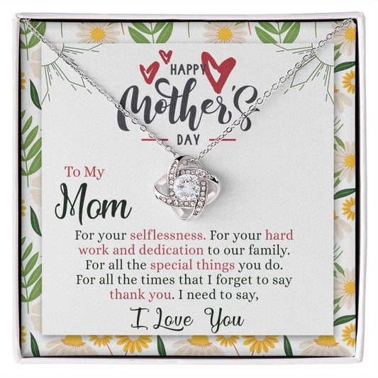 To My Mom Necklace, Happy Mother's Day Necklace Gift For Mom, Thank You Gift Necklace For Mom, To My Mom Necklace From Daughter Or Son, Mother And Daughter Jewelry Gift For Women, Bonus Mom, Mother Love Knot Necklace 6323