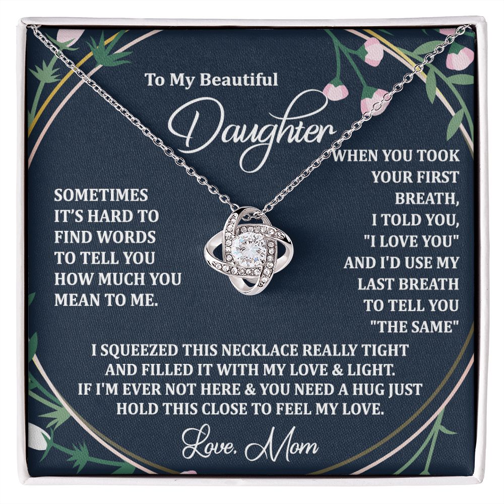 To My Daughter Necklace Love Knot Necklace Gift for Daughter from Mom Christmas Daughter Necklace Gift from Mom Birthday Gift Daughter Necklace for Teen Girl Mother Daughter Necklace Jewelry Gift for Daughter