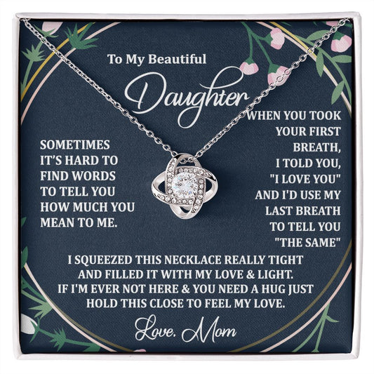 To My Daughter Necklace Love Knot Necklace Gift for Daughter from Mom Christmas Daughter Necklace Gift from Mom Birthday Gift Daughter Necklace for Teen Girl Mother Daughter Necklace Jewelry Gift for Daughter