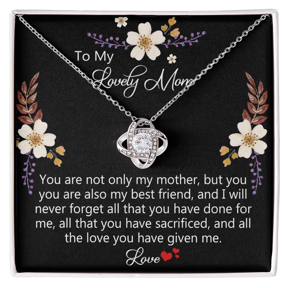 Lovely Mom Necklace, To My Mom Necklace From Daughter Gift For Mom On Birthday Gift Anniversary, Mother' Day Wedding Day Necklace Gift For Mom, Lovely Mom Jewelry Gift For Women, Mom Gift Necklace Love Knot Necklace 6323