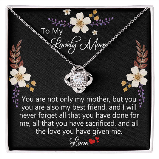 Lovely Mom Necklace, To My Mom Necklace From Daughter Gift For Mom On Birthday Gift Anniversary, Mother' Day Wedding Day Necklace Gift For Mom, Lovely Mom Jewelry Gift For Women, Mom Gift Necklace Love Knot Necklace 6323